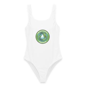 Umweltingenieur Bio-Loop Eco-Abzeichen-Geschenk - Frauen Badeanzug - Weiß - Vorne - AI Model Female 172 dark (172cm)