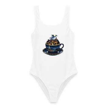 Mondbeschienene Stadtlandschaft Teetasse - Frauen Badeanzug - Weiß - Vorne - AI Model Female 172 dark (172cm)