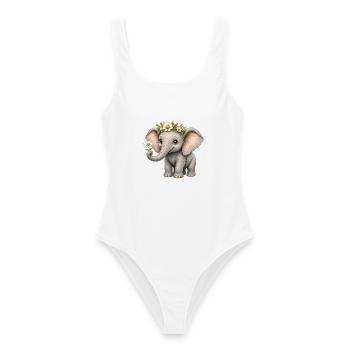Cute Elephant – Daisy Trunk Friend - Frauen Badeanzug - Weiß - Vorne - AI Model Female 172 dark (172cm)