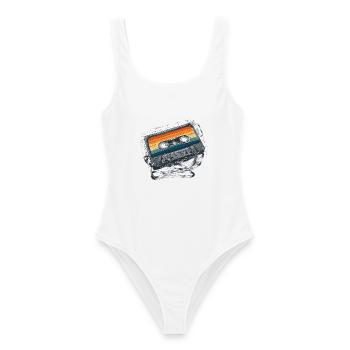 Vintage Retro Rainbow Kassette - Frauen Badeanzug - Weiß - Vorne - AI Model Female 172 dark (172cm)