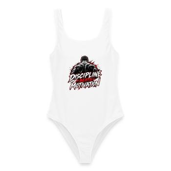 Disziplin Beats Motivation - Frauen Badeanzug - Weiß - Vorne - AI Model Female 172 dark (172cm)