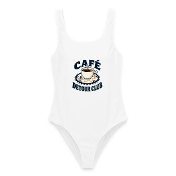 Café Detour Club – Rennrad und Kaffeepause - Frauen Badeanzug - Weiß - Vorne - AI Model Female 172 dark (172cm)