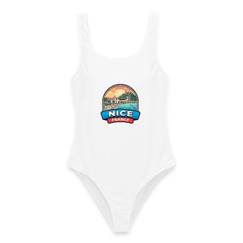 Schönes Frankreich-Reiseabzeichen Französische Riviera-Strandgeschenk - Frauen Badeanzug - Weiß - Vorne - AI Model Female 172 dark (172cm)