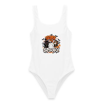 Stay Spooky Halloween Cats & Ghost Streetwear #cat - Frauen Badeanzug - Weiß - Vorne - AI Model Female 172 dark (172cm)