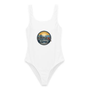 Illinois Chicago Skyline Vintage-Reisegeschenk - Frauen Badeanzug - Weiß - Vorne - AI Model Female 172 dark (172cm)