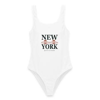 New York Brückentypografie - Frauen Badeanzug - Weiß - Vorne - AI Model Female 172 dark (172cm)
