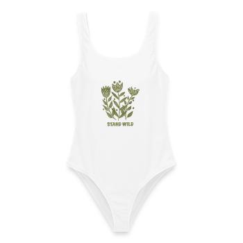 Stand Wild Botanical Print - Frauen Badeanzug - Weiß - Vorne - AI Model Female 172 dark (172cm)