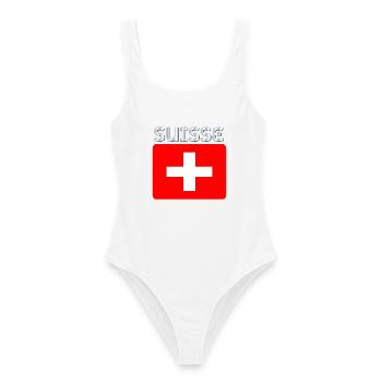 Schweiz - Frauen Badeanzug - Weiß - Vorne - AI Model Female 172 dark (172cm)