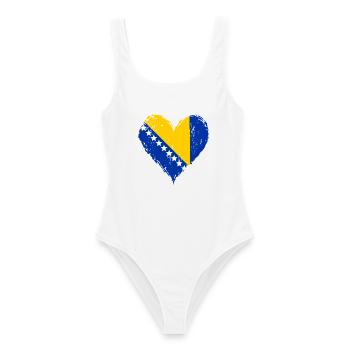 Bosnien Herzflagge Grunge - Frauen Badeanzug - Weiß - Vorne - AI Model Female 172 dark (172cm)