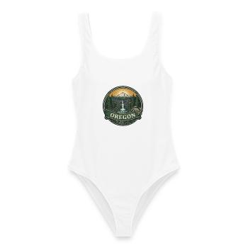 Oregon Multnomah Falls Mount Hood Reisegeschenk - Frauen Badeanzug - Weiß - Vorne - AI Model Female 172 dark (172cm)