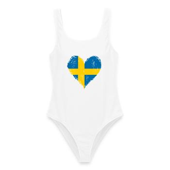Schweden Herzflagge Grunge - Frauen Badeanzug - Weiß - Vorne - AI Model Female 172 dark (172cm)