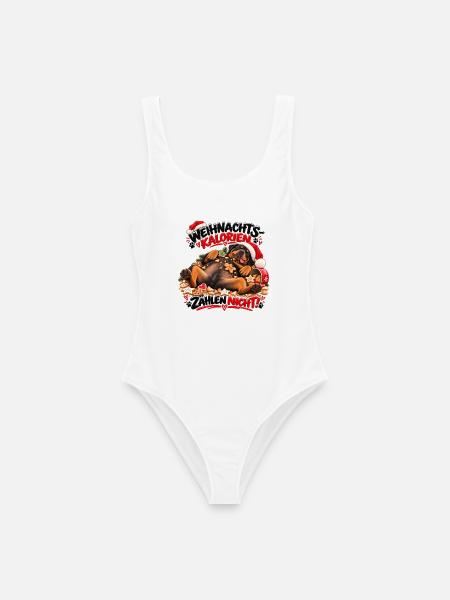 Rottweiler Weihnachtskalorien zählen nicht - Frauen Badeanzug - Weiß