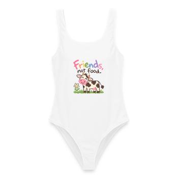 Friends Not Food Cute Cow - Frauen Badeanzug - Weiß - Vorne - AI Model Female 172 dark (172cm)
