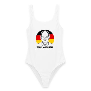 stolz auf Scholz, Bundeskanzler, Deutschland Shirt - Frauen Badeanzug - Weiß - Vorne - AI Model Female 172 dark (172cm)