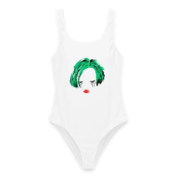 Green Girl - Frauen Badeanzug - Weiß - Vorne - AI Model Female 172 dark (172cm)
