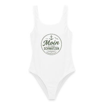 Moin Norddeutsch Seefahrt Badge - Frauen Badeanzug - Weiß - Vorne - AI Model Female 172 dark (172cm)