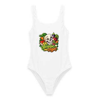 Lustiger Veggie Skull - Frauen Badeanzug - Weiß - Vorne - AI Model Female 172 dark (172cm)