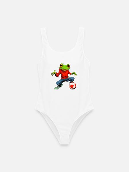Frosch Fussball - Frauen Badeanzug - Weiß