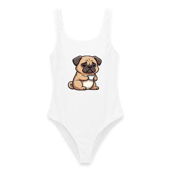 Mops Möpse Mopsbesitzer Mopsliebhaber Mopshalter - Frauen Badeanzug - Weiß - Vorne - AI Model Female 172 dark (172cm)