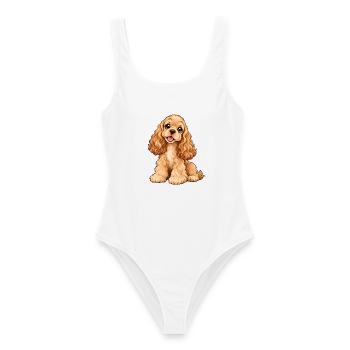 American Cocker Spaniel Kawaii Style – Süßer Hund - Frauen Badeanzug - Weiß - Vorne - AI Model Female 172 dark (172cm)