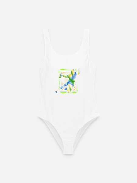 Retro Handball Spieler - Handballer - Ballsport - Frauen Badeanzug - Weiß