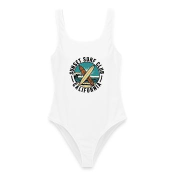 Sunset Surf Club - Frauen Badeanzug - Weiß - Vorne - AI Model Female 172 dark (172cm)