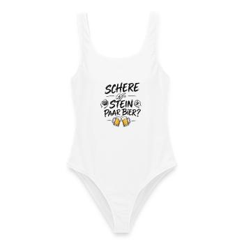 Bier? Oder Schere, Stein, Papier? - Frauen Badeanzug - Weiß - Vorne - AI Model Female 172 dark (172cm)