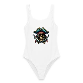 Piraten Skull - Frauen Badeanzug - Weiß - Vorne - AI Model Female 172 dark (172cm)