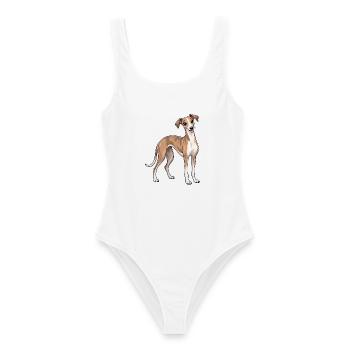 Greyhound Kawaii Style – Süßer Windhund - Frauen Badeanzug - Weiß - Vorne - AI Model Female 172 dark (172cm)