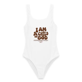 I Am a Child of God - Christliches Bibel Design - Frauen Badeanzug - Weiß - Vorne - AI Model Female 172 dark (172cm)