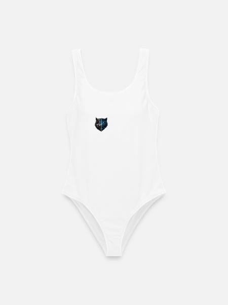 Neon-Hybrid-Wolfsschild - Frauen Badeanzug - Weiß