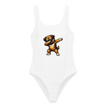 Dabbing Border Terrier im Comic Stil - Frauen Badeanzug - Weiß - Vorne - AI Model Female 172 dark (172cm)