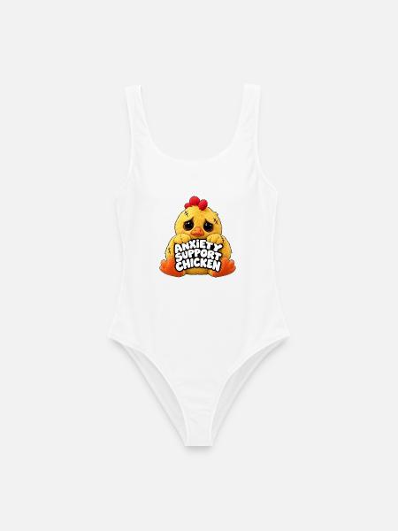 Angsthilfe Huhn Motiv - Frauen Badeanzug - Weiß