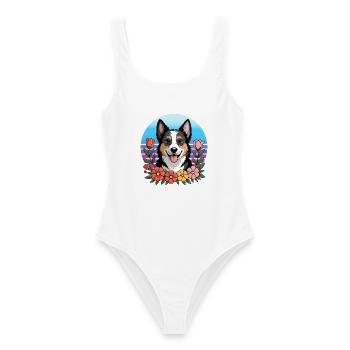 Australian Shepherd - Mein treuer Aussie - Frauen Badeanzug - Weiß - Vorne - AI Model Female 172 dark (172cm)