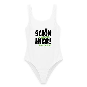 Schön einsam hier Rentner Sprüche Rentnerin Lustig - Frauen Badeanzug - Weiß - Vorne - AI Model Female 172 dark (172cm)