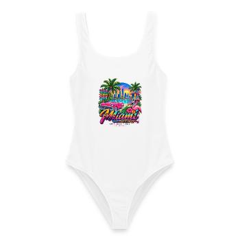 Miami – Sun, Beach & Vibes - Frauen Badeanzug - Weiß - Vorne - AI Model Female 172 dark (172cm)