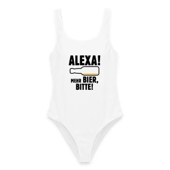 Alexa! Mehr Bier, Bitte! (Bier Bierchen / POS 2C) - Frauen Badeanzug - Weiß - Vorne - AI Model Female 172 dark (172cm)