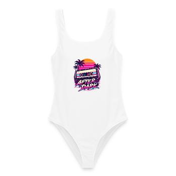 After Dark Retro 80er Synthwave Design - Frauen Badeanzug - Weiß - Vorne - AI Model Female 172 dark (172cm)