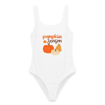 Pumpkin Season – Kürbis Zeit Herbstmotiv - Frauen Badeanzug - Weiß - Vorne - AI Model Female 172 dark (172cm)