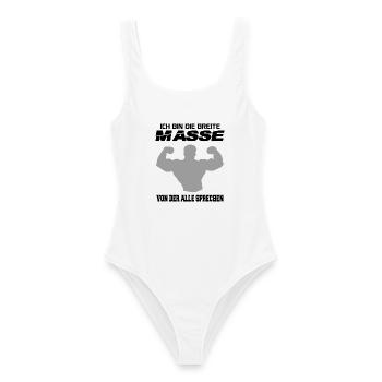 Breite Masse Bodybuilder Bodybuilding Sprüche - Frauen Badeanzug - Weiß - Vorne - AI Model Female 172 dark (172cm)