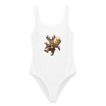 Wolpertinger Lederhose Bierkrug - Frauen Badeanzug - Weiß - Vorne - AI Model Female 172 dark (172cm)