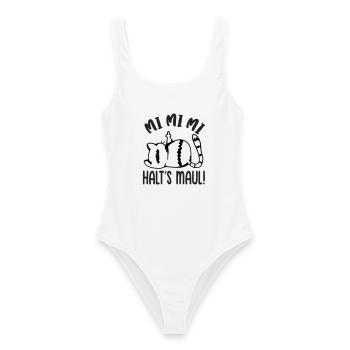 Mi Mi Mi Halt's Maul freche böse Katze - Frauen Badeanzug - Weiß - Vorne - AI Model Female 172 dark (172cm)