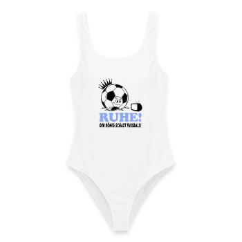 Ruhe Der König schaut guckt Fußball Fußballfan - Frauen Badeanzug - Weiß - Vorne - AI Model Female 172 dark (172cm)