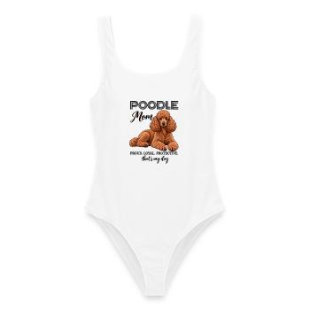 Poodle Mom Proud Loyal Protective Pudel Mama - Frauen Badeanzug - Weiß - Vorne - AI Model Female 172 dark (172cm)