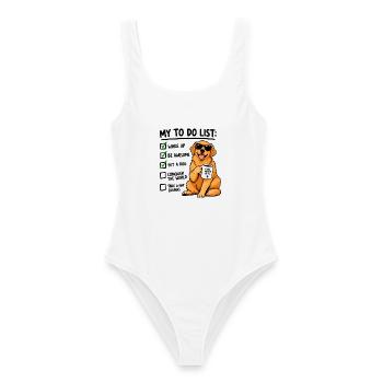 Golden Retriever To Do List – Lustiger Hund Kaffee - Frauen Badeanzug - Weiß - Vorne - AI Model Female 172 dark (172cm)