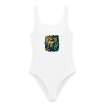 Force de gymnastique forte comme celle d’un loup - Maillot de bain femme - blanc - Devant - AI Model Female 172 dark (172cm)