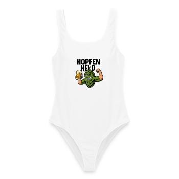Funny Hops avec chope de bière Festival d’octobre - Maillot de bain femme - blanc - Devant - AI Model Female 172 dark (172cm)