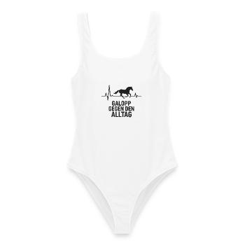 Pferd, Herzschlag, Pferdesport  - Frauen Badeanzug - Weiß - Vorne - AI Model Female 172 dark (172cm)