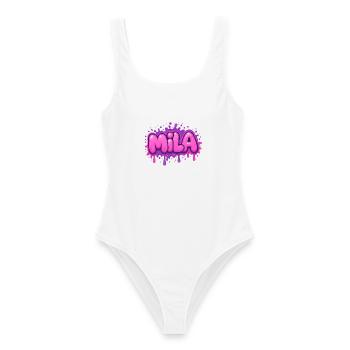 Graffiti MILA Name Gift Ideal druckbar auf - Frauen Badeanzug - Weiß - Vorne - AI Model Female 172 dark (172cm)