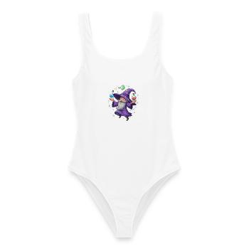 Un magicien en cape violette avec un élixir - Maillot de bain femme - blanc - Devant - AI Model Female 172 dark (172cm)